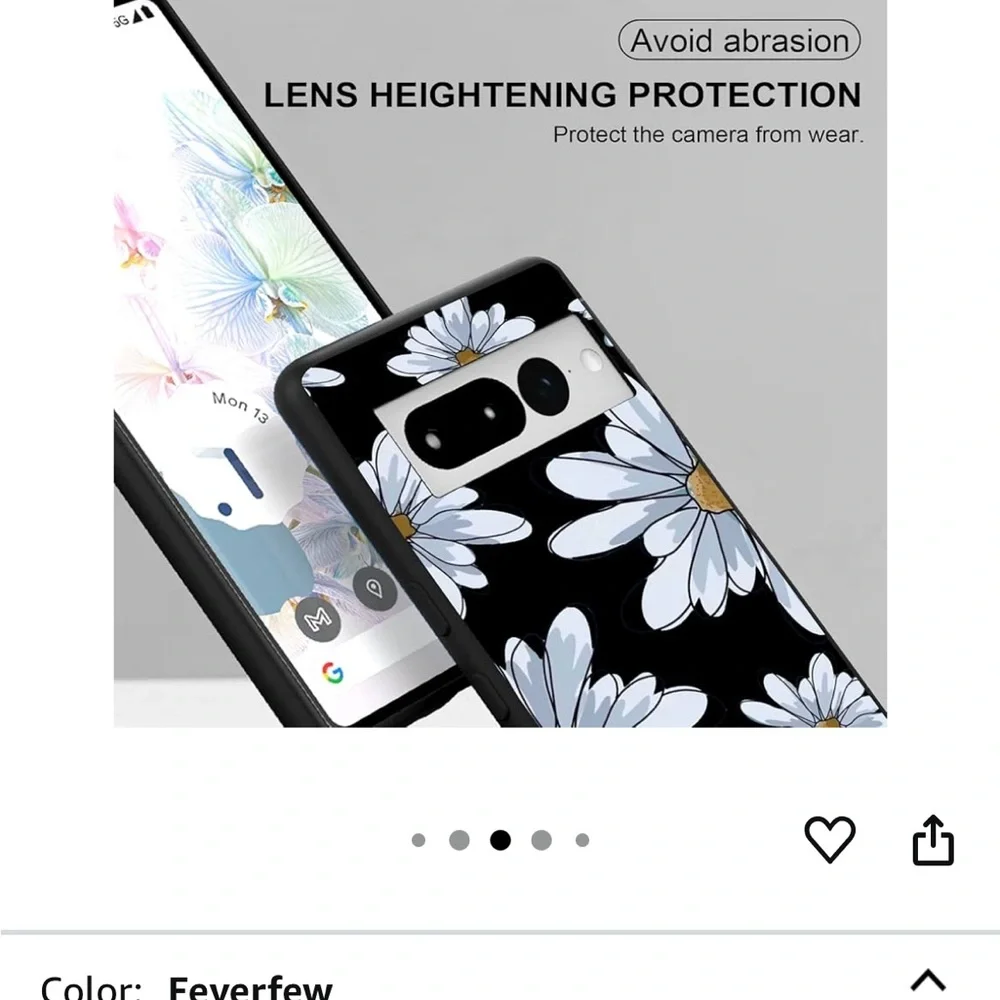 Google Pixel 7 Pro CASE black with blue flowers